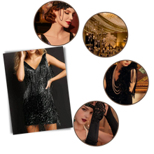 Cargar imagen en el visor de la galería, Vestido de lentejuelas con cuello de pico

 - Ozerty
