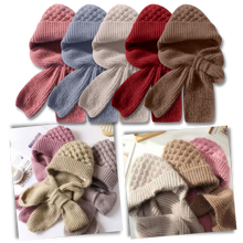 Cargar imagen en el visor de la galería, Gorro y bufanda de punto 2 en 1, con protección auditiva y material cortaviento

 - Ozerty

